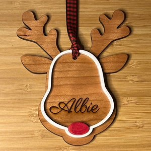 Personalized Reindeer Christmas Tree Ornament Engraved Family Name Ornament image 2