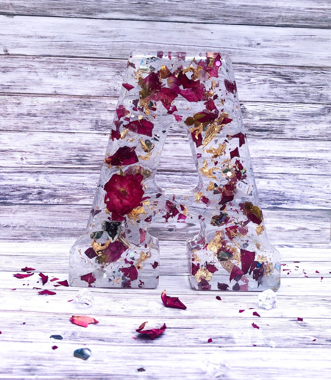Resin Letters Roses Personalized Rose Petal Resin Letter, Handmade Floral Decor - Etsy