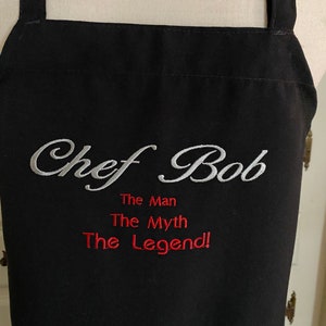 Personalized Embroidered Unisex Apron - 4 Colors- Great for a Chef, Artist, Bartender, Stylist, or Grill Master!