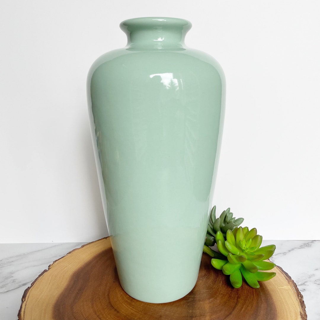 Vintage Harris Pottery Chicago Seafoam Green Glaze Vase Etsy
