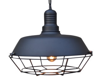 Industrial black chandelier. Hanging lamp.