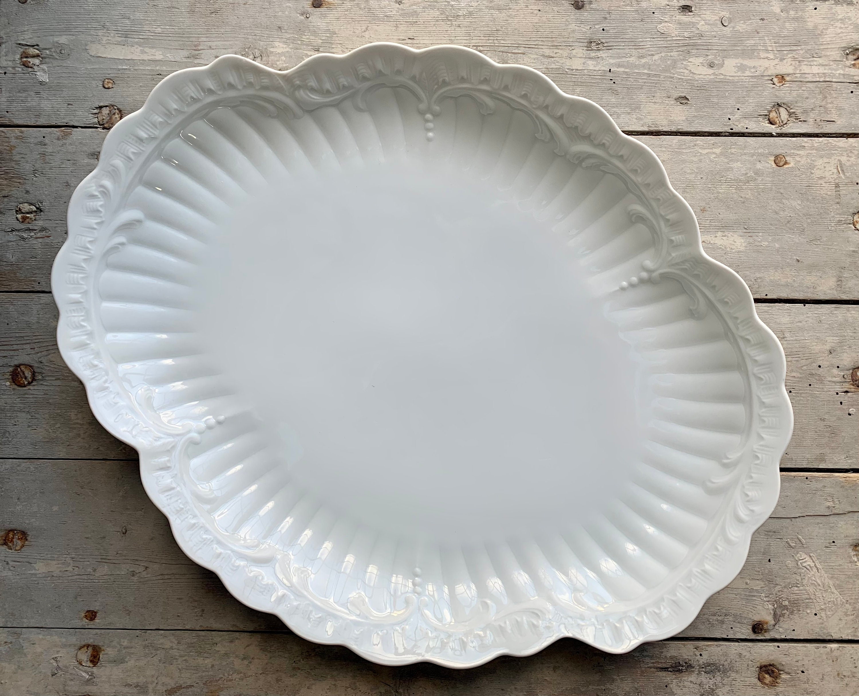 1940S ~ Porcelain Limoges Serving Dishes Made in France By Chastagner White With Pearl Rocail Decora