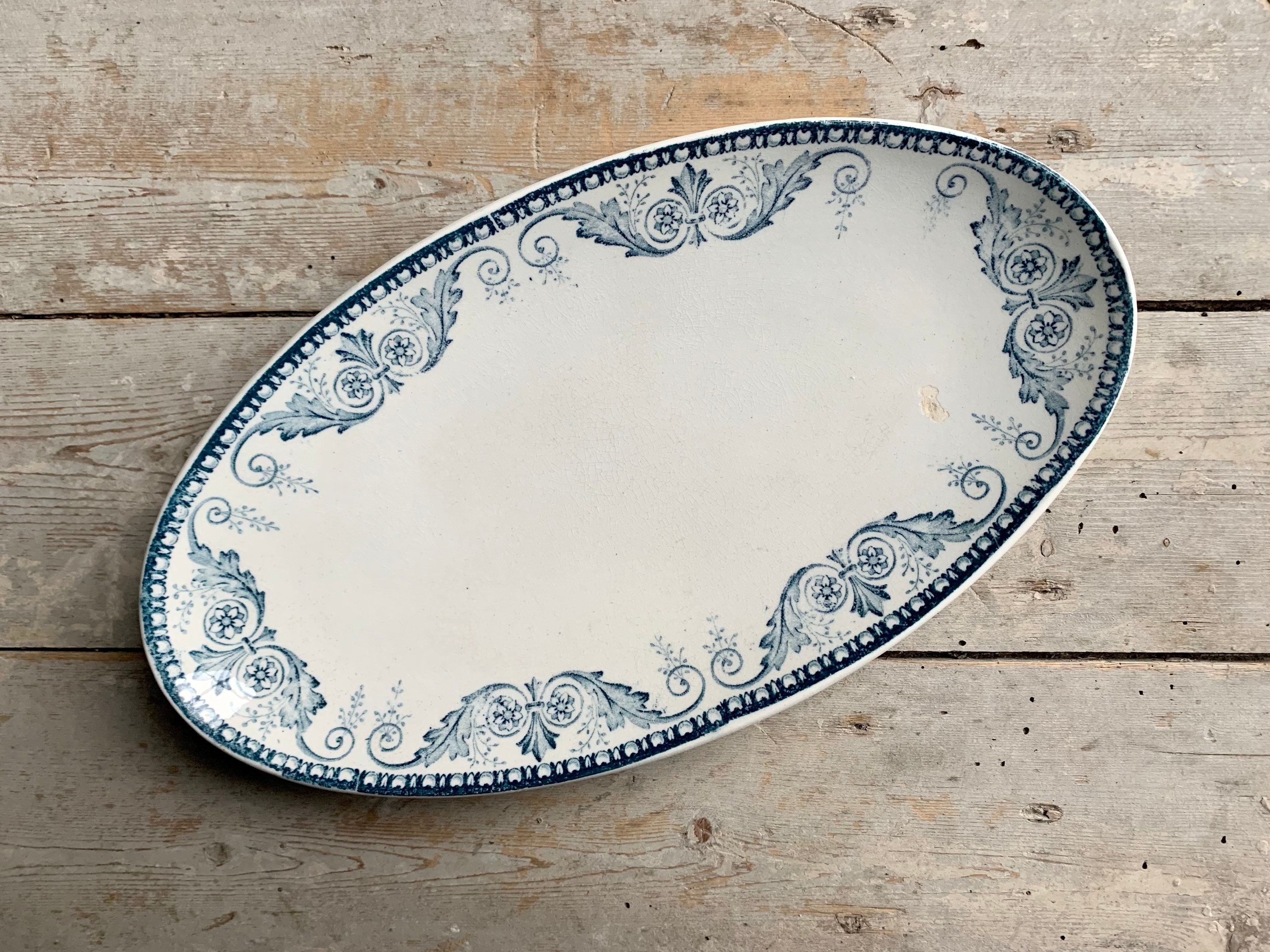 1900S ~ Ironstone Terre de Fer Small Serving Dish French Antique Made By Lunéville Model Malmaison A