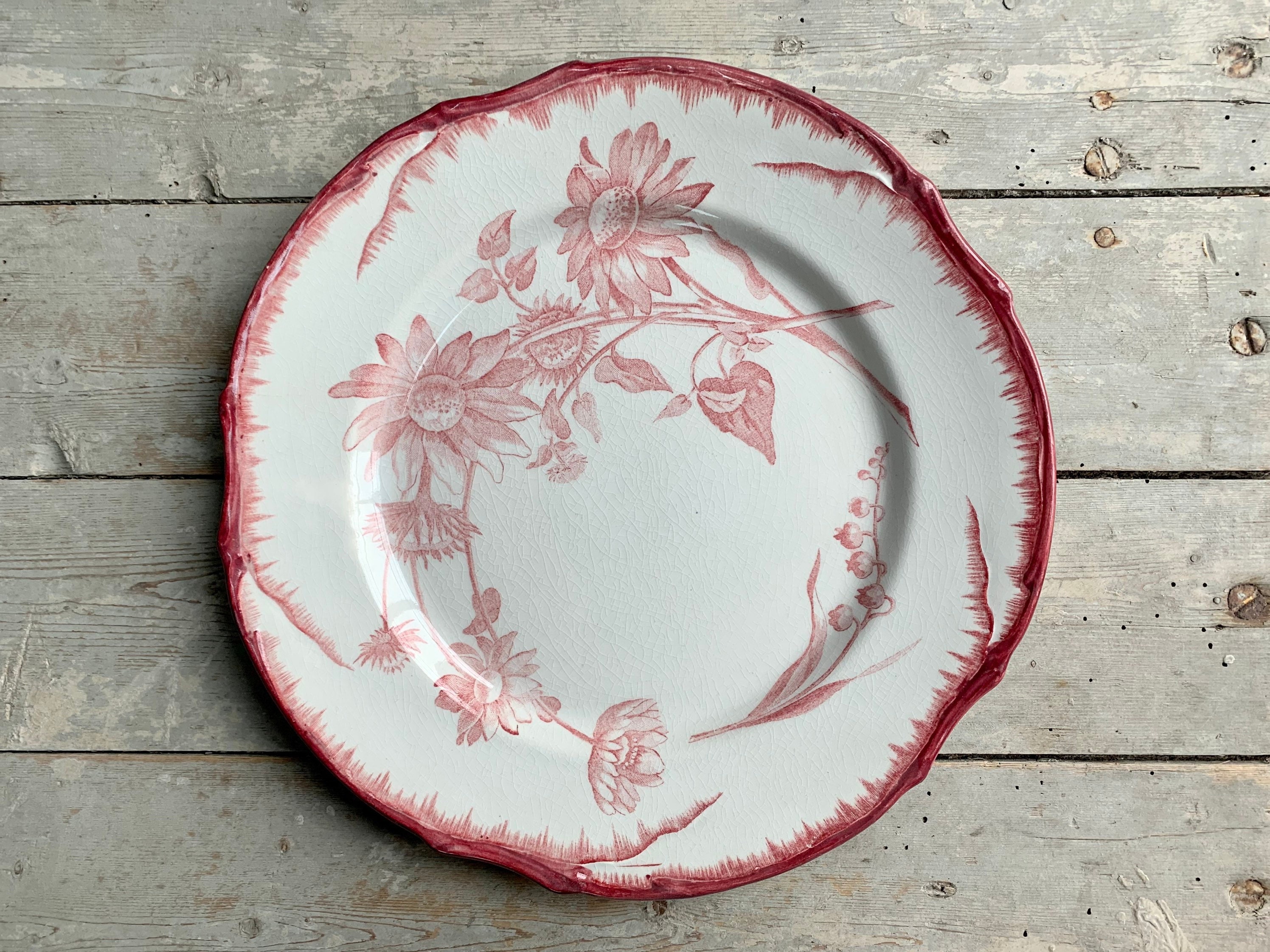 1900S ~ Ironstone Terre de Fer Dinner Plate French Antique Made By Creil & Montereau Lily Of The Val