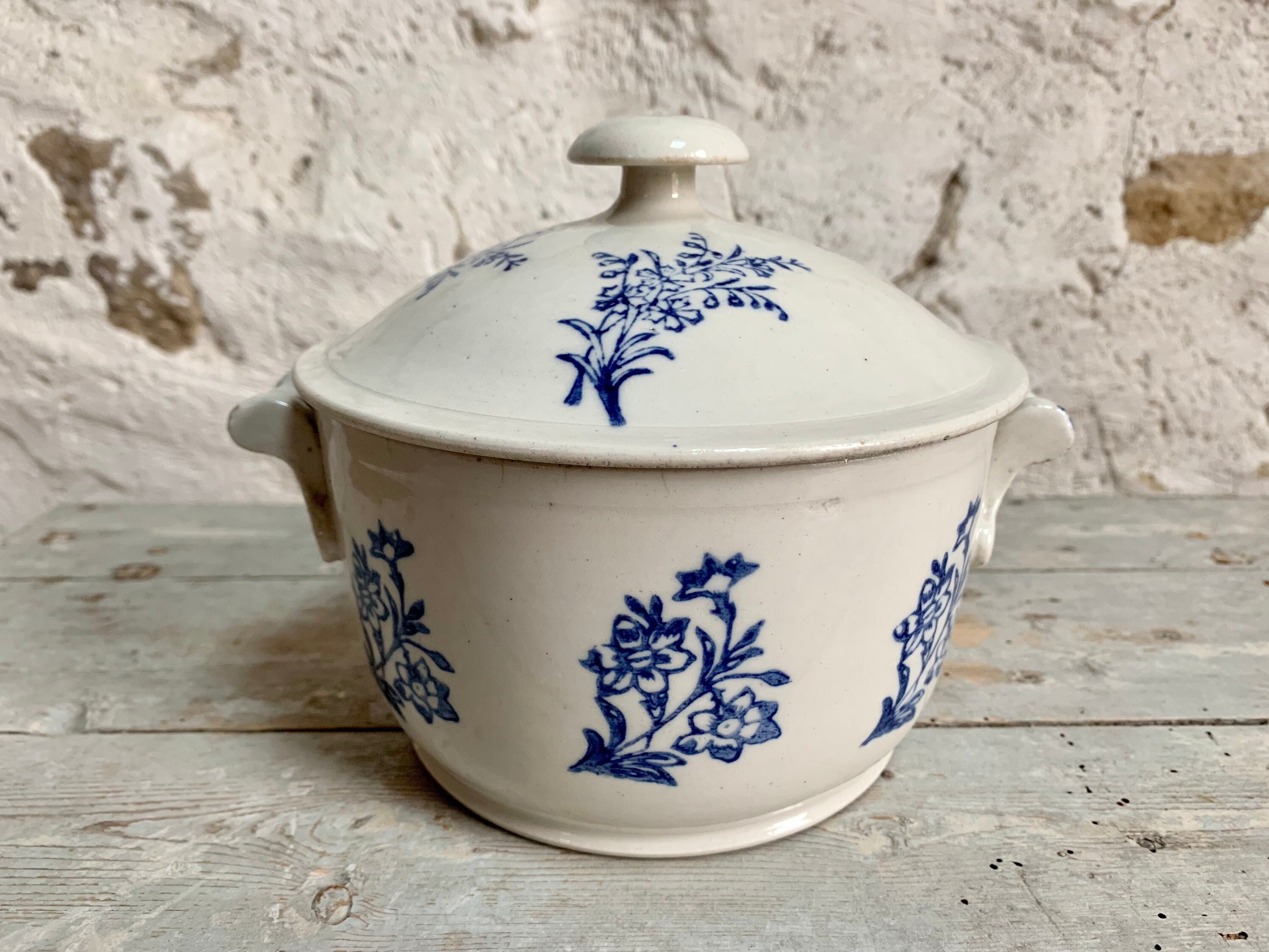1850S ~ Terre de Fonte Tureen Saint Uze French Antique Made in France By Revol Saint Uze Campanula F