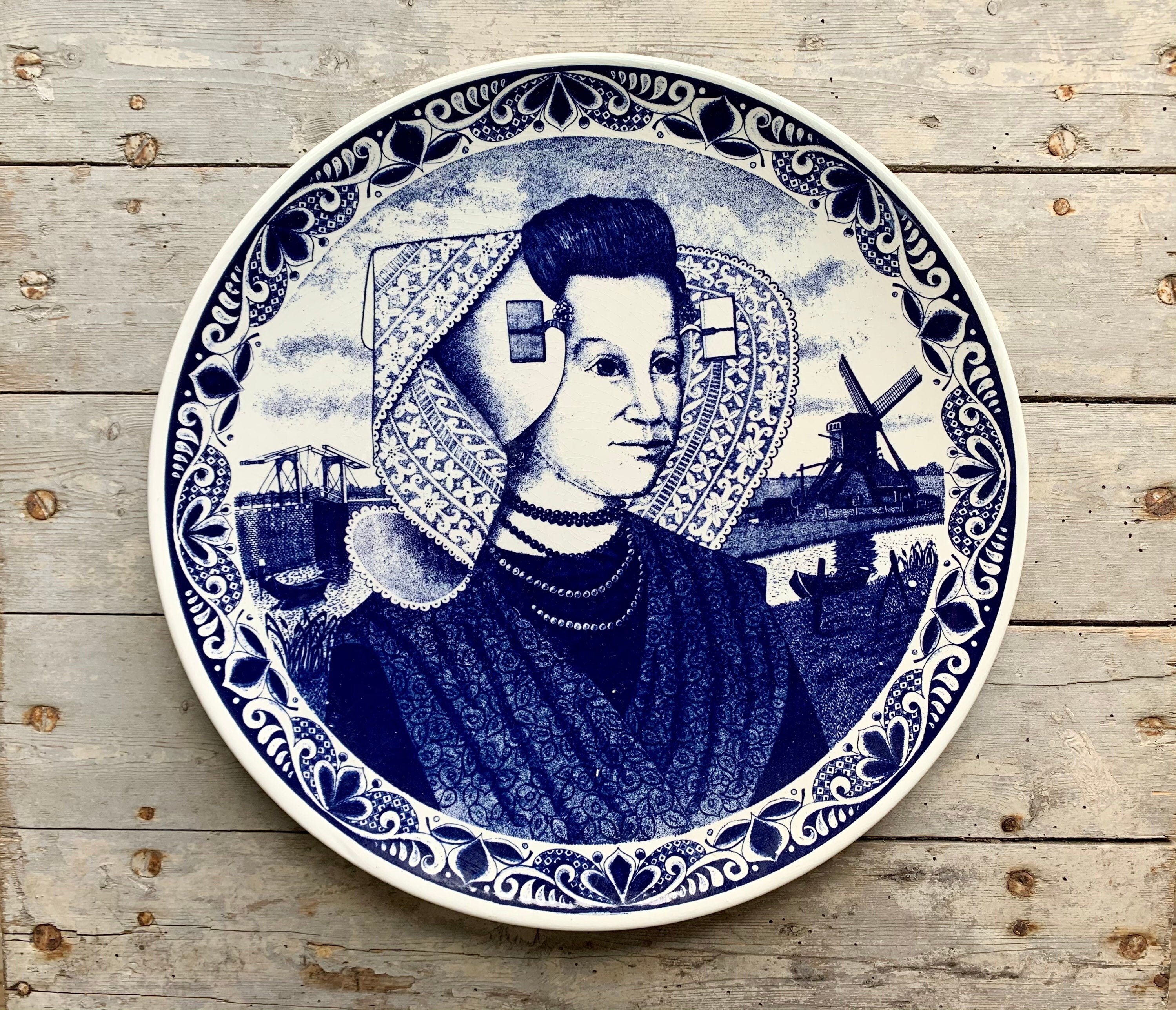 1970 ~ Earthenware Decorative Plate Vintage Made in Holland By Delfts Blauw Chemkefa Traditional Cha