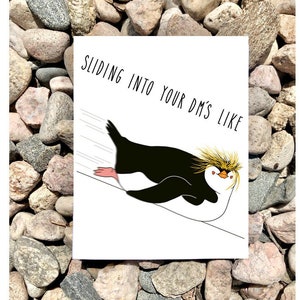 Sliding Into Your DM&#39;s Like, Penguin, Greeting Card, Sustainable, Eco-Friendly, Funny, Humor, Cheer Up, Love, Birthday