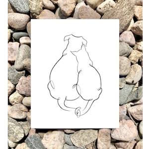 Minimalist Line Art Card, Dog and Cat, Sustainable, Eco-Friendly, Blank, Sympathy, Any Occasion