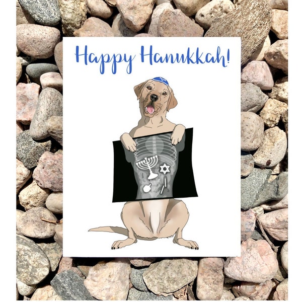 Happy Hanukkah, Funny Hannukah Card, Dog X-ray, Greeting Card, Sustainable, Eco-Friendly