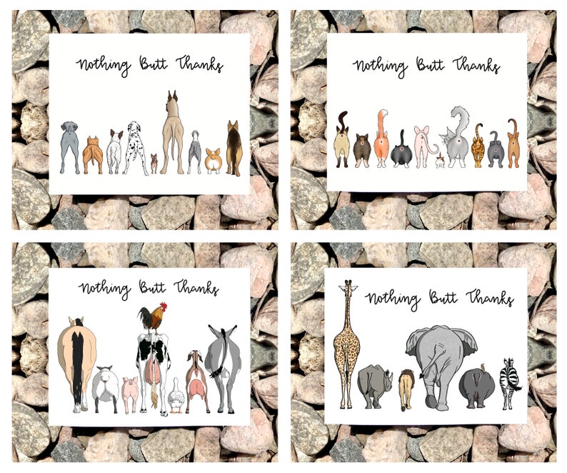 Nothing Butt Thanks, Dog Butts, Greeting Card, Sustainable, Eco-Friendly, Humor, Cheer Up, Thank You, Happy, Funny image 3