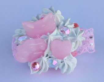Flatback Resin Black White Kitty Lolita Craft Accessories Craft Supplies