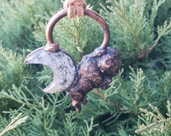 Black Sun Stone Moon Copper Bison Pendant