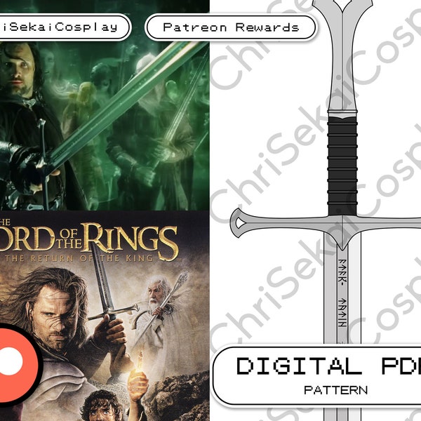 Lord of the Rings Aragorn's Anduril Sword Pattern for Cosplay