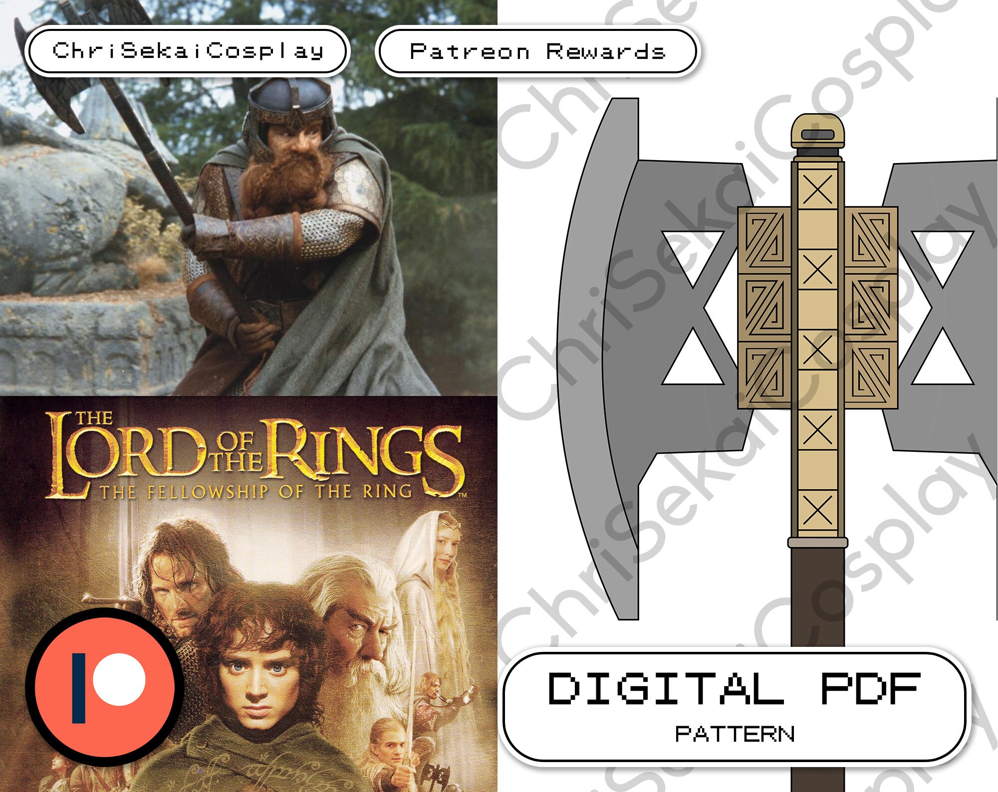 Lord of the Rings Gimli's Dwarven Walking Axe Pattern for - Etsy India