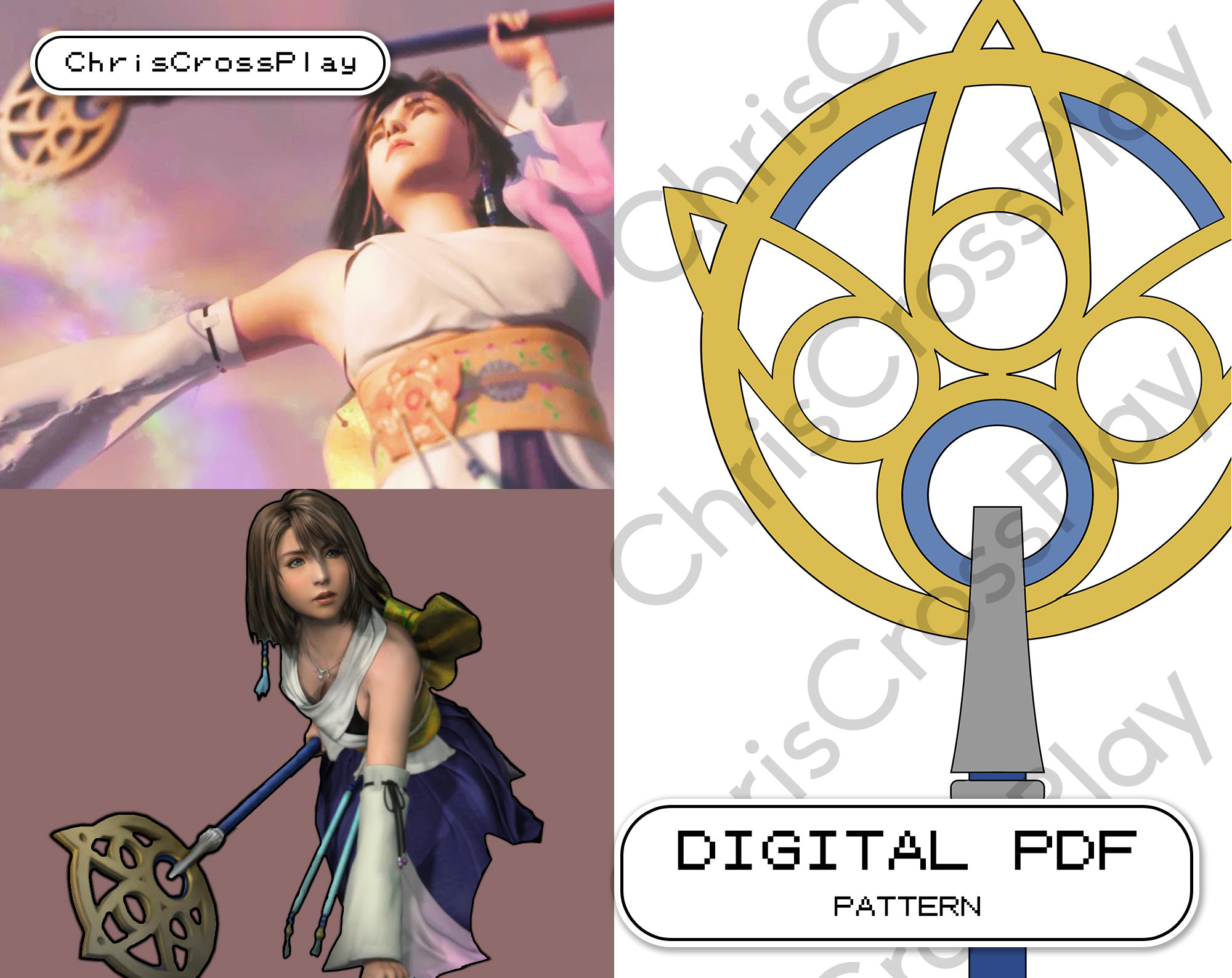 3D file Diorama Final fantasy X - Tidus + Yuna + Yuna ffx-2 + Yuna sexy  version + Extra Glyph base 🫦・Model to download and 3D print・Cults