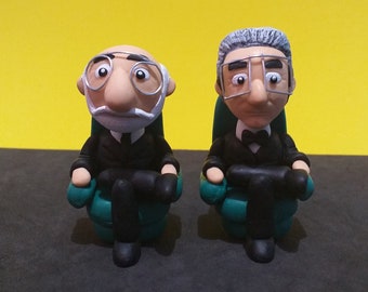 2 Figurines of Psychoanalysts \ Freud \ Lacan / Handmade Figures / Cold Porcelain