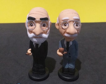 Sigmund Freud + Carl Gustav Jung / Handmade Figures / Cold Porcelain