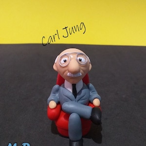 Carl Gustav Jung in the Armchaire / Figurine Carl Jung / Carl Jung Handmade Figure / Cold Porcelain