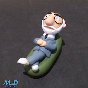 Sigmund Freud Relaxing on the Divan / Freud Figurine / Freud Handmade Figure / Cold Porcelain