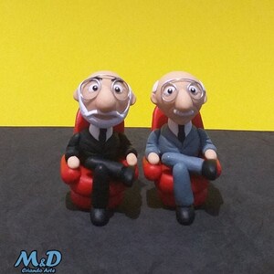 2 Beeldjes van Psychoanalytici \ Freud \ Jung / Handgemaakte Beeldjes / Koud Porselein