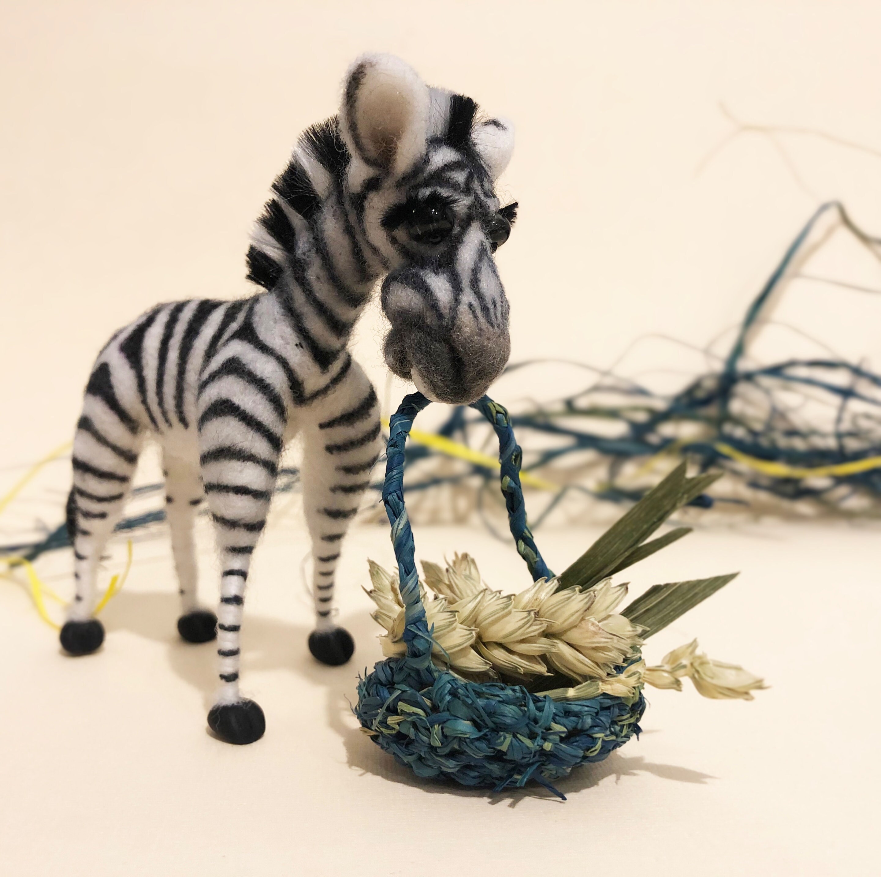 Zebra Needle Felted Animal Funny Zebra Miniature Animal Etsy