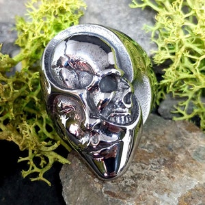 Skull in Head Ring Jewelry Silver Salvador Dali Alternative Art