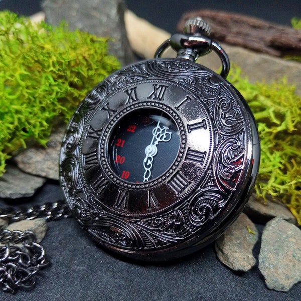 Orologio da tasca gotico, gioielli vittoriani, accessorio Rune Goth