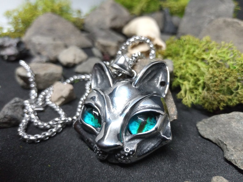 Cat Necklace Accessory Unique Jewelry Moon Night Nature Pendant Cheshire