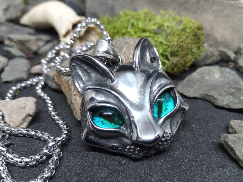 Cat Necklace Accessory Unique Jewelry Moon Night Nature Pendant Cheshire