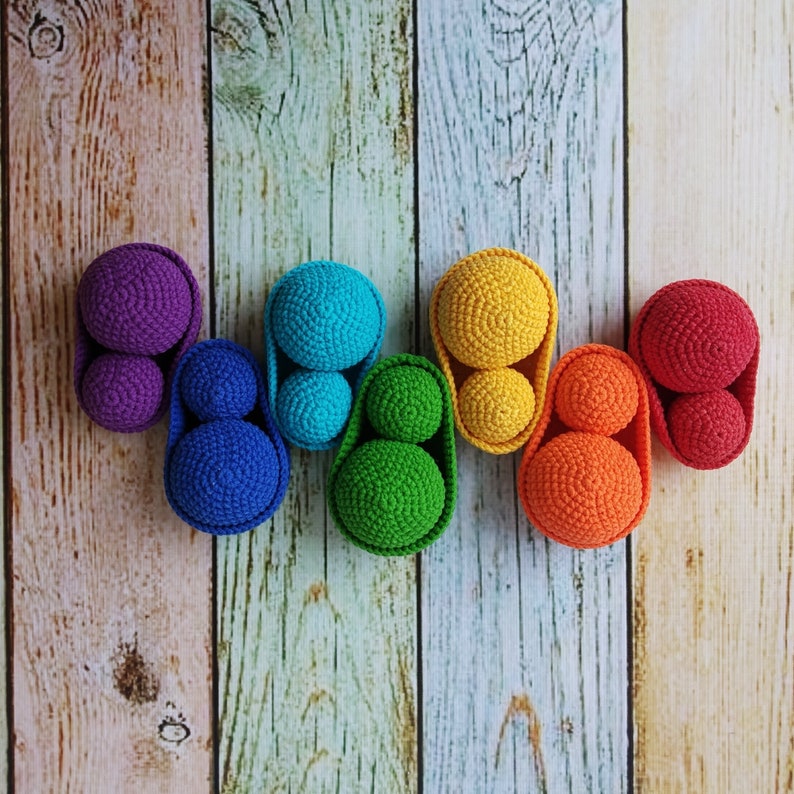 Rainbow ball sorting toy English CROCHET PATTERN. Montessori Etsy