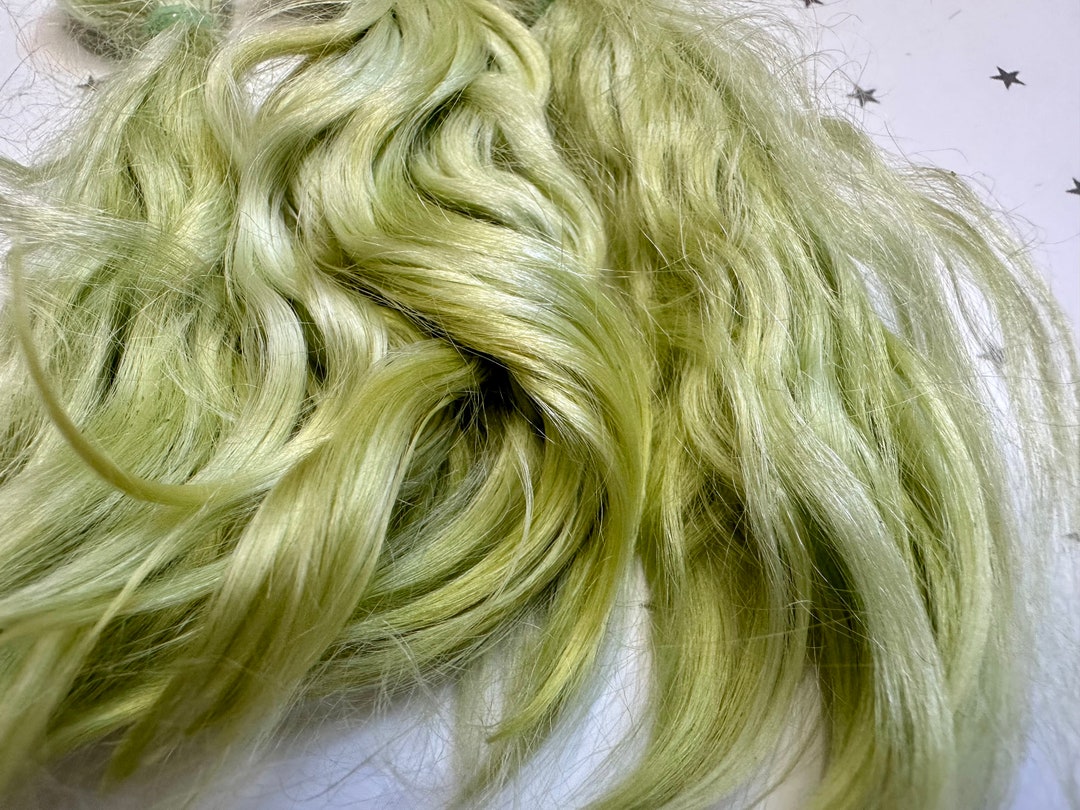 Doll Hair LIGHT GREEN 1314 Cm 10g Organic Hair. Doll Reborn Hair Doll