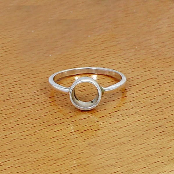 925 sterling silver ring setting for 6mm round cut gemstone, bezel cup for ring making and metal casting.