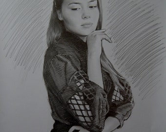 Custom Pencil Portrait from Photo: Handmade Personalized Drawing