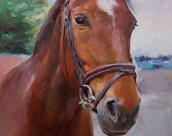 Custom Horse Portrait from Photo | Hand-Painted Animal Oil Painting | Personalized Equestrian Gift | Luxury Western Wall Decor Art
