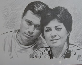 Make your gift original and memorable! Custom Drawing Portrait From Photo, Pencil Portrait Handmade, Portrait for gift, bithday gift