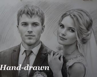 Portret ze zdjęcia, Rysunek ołówkiem, Portret ołówkiem na zamówienie, Spersonalizowany portret, Ręcznie robiony spersonalizowany prezent, Dodaj osobę do rysunku