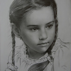 Retrato personalizado a partir de una foto, Retrato familiar, Dibujo a lápiz realista, Dibujo de retrato hecho a mano, Retrato de niña, Retrato de pareja