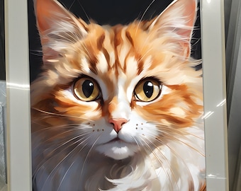 Individuelles Katzen Portrait: Handgemaltes Haustier-Denkmal auf Leinwand
