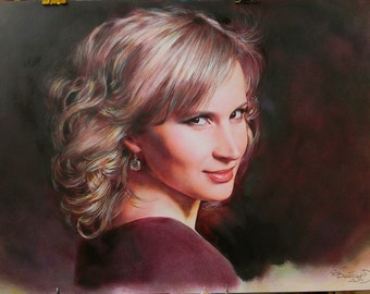 Custom  Portrait From Photo, Personal Portrait,  Family Portrait, Portrait of Woman, Couple Portrait  Oil Portrait handmade
