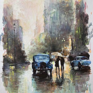 Bright city lights, Impressionism, One-of-a-kind Artwork, Hand painted, Contemporary art, Oil Painting, Landscape, cityscape, Original Art