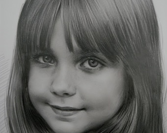 Aangepast potloodportret van foto: handgemaakte gepersonaliseerde tekening