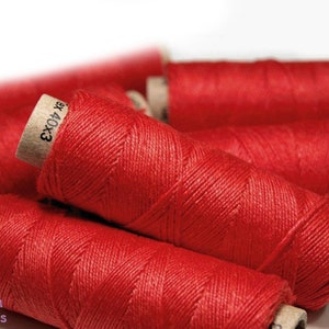 5/10/20 Red Spools of Linen Thread, hand & machine quilting sewing craft lace jewelry 100% linen, AhankA art