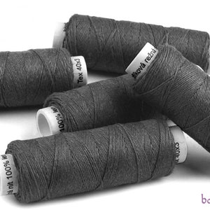 5/10/20 Dark Grey Spools of Linen Thread, hand & machine quilting sewing craft lace jewelry 100% linen, Linen Bobbins AhankAart