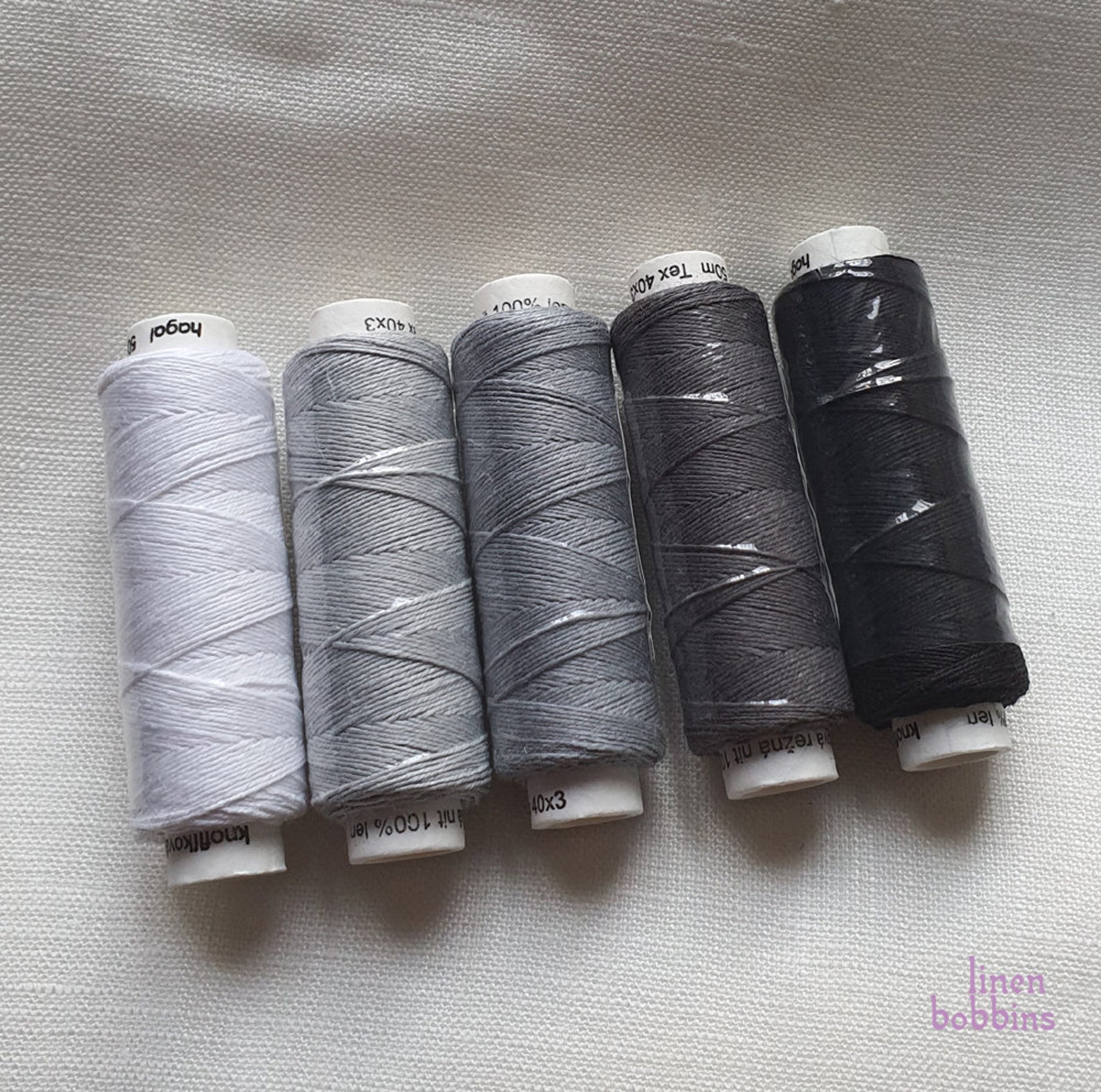 Five Spools of Linen Thread Grey Shades Set Greys Colourway - Etsy