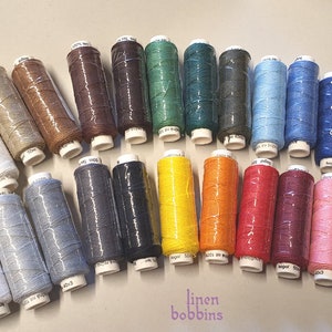 23 spools of linen thread of different shades - Czech linen threads, colourway embroidery, sewing, lace,  jewelry, Linen Bobbins AhankAart