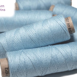 5/10/20 Light Blue Spools of Linen Thread, hand & machine quilting sewing craft lace jewelry 100% linen, Linen Bobbins AhankAart