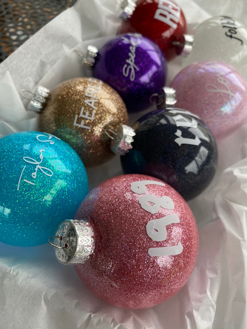 Taylor Swift Glass Glitter Ornament Holiday Ornament Etsy