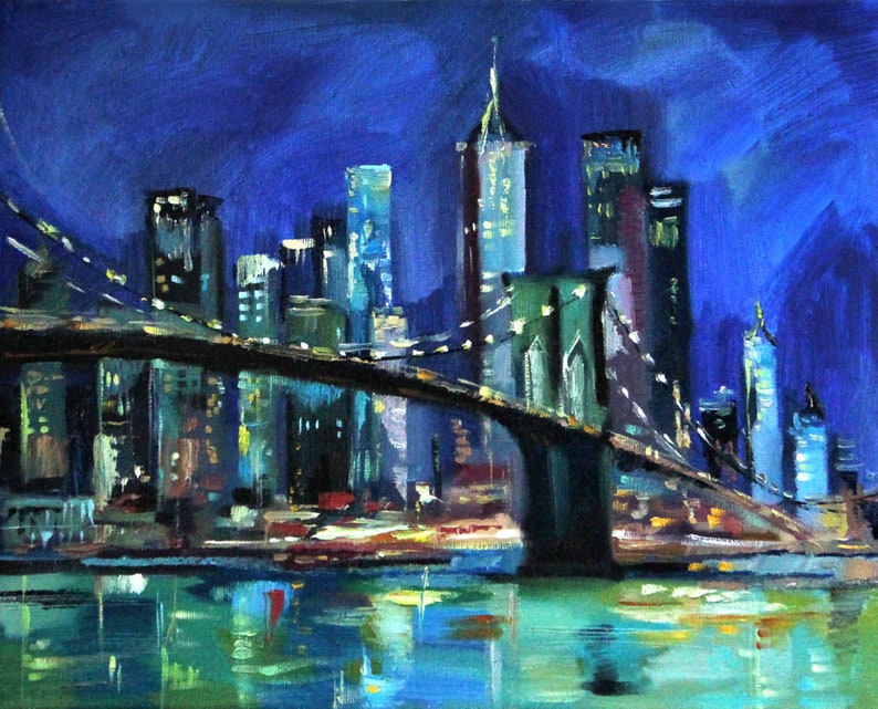 New York City Painting on Canvas Original Art Cityscape Wall Etsy