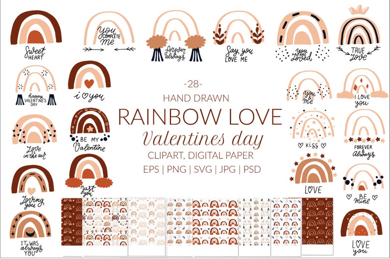 Download Boho svg rainbow svg bundle. Valentines day svg love | Etsy