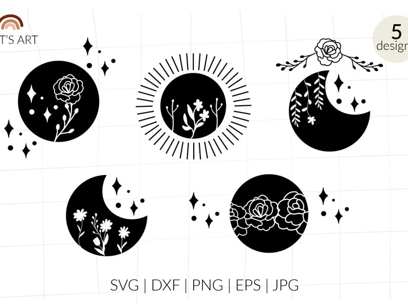 Download Celestial Svg Wildflowers Sun Wild Flowers Moon Svg Floral Sun Svg Bohemian Svg For Shirt Floral Moon Svg Boho Clipart Clip Art Art Collectibles Gkjwonosari Com